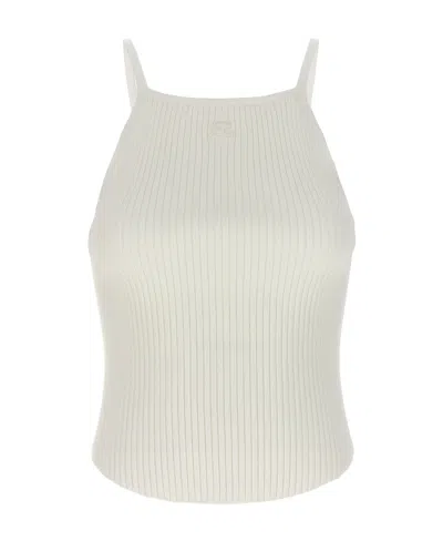 COURRÈGES LOGO-EMBROIDERED RIBBED TANK TOP
