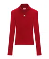 Courrèges Logo-embroidered Roll-neck Jumper In Red