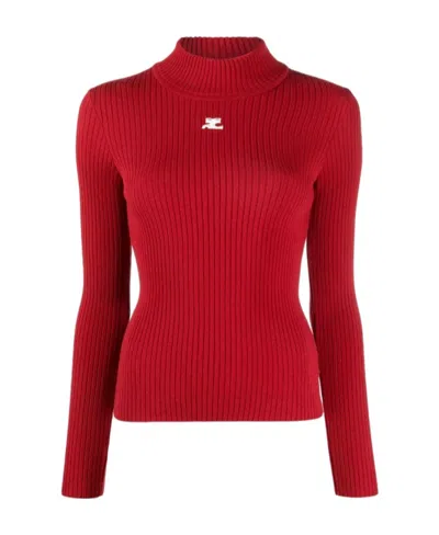 COURRÈGES COURRÈGES LONG-SLEEVED RIBBED-KNIT JUMPER