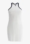 Courrèges White Cotton Mini Dress With Navy Blue Details And Halter Neck