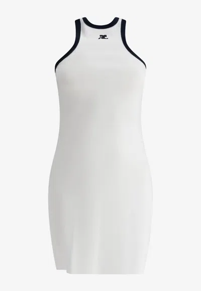 COURRÈGES LOGO EMBROIDERED SCUBA MINI DRESS