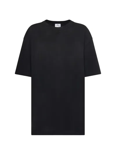 Courrèges Logo-embroidered T-shirt In Black
