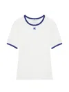 Courrèges Courreges Women Cotton T-shirt With Logo And Contrasting Profiles In White