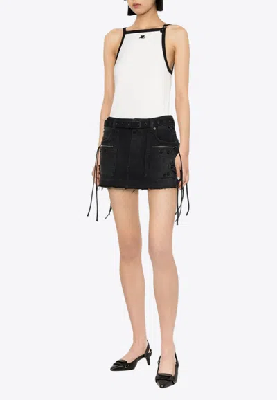 Courrèges Logo Embroidered Tank Top In White