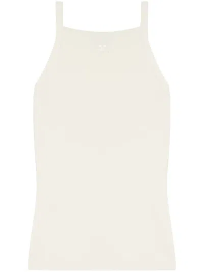 Courrèges Squared Knit Tank Top In White