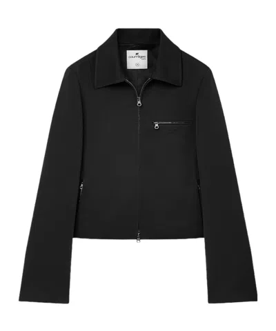 COURRÈGES LOGO-EMBROIDERED ZIP-FASTENING TWILL JACKET