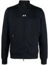 Courrèges Logo-embroidered Zipped Hoodie In Blau