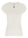 Courrèges Baby Logo Short Sleeve Crew Neck T-shirt In White