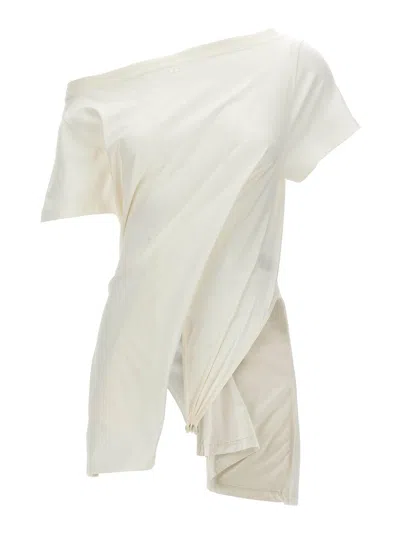 Courrèges White Logo Embroidery Dress