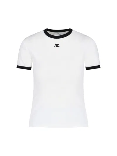 Courrèges Logo Embroidery T-shirt In White