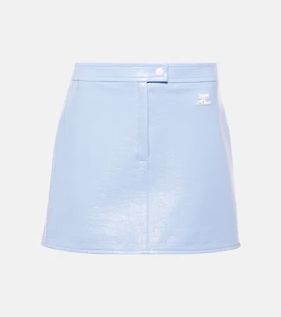 Courrèges Logo High-rise Cotton-blend Miniskirt In Blue