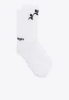 Courrèges Logo Intarsia Ankle Socks In White