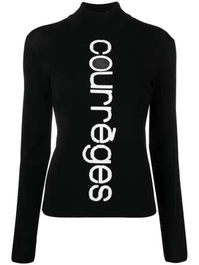 Courrèges Courreges Slim Fit Logo T-shirt For Women In Black