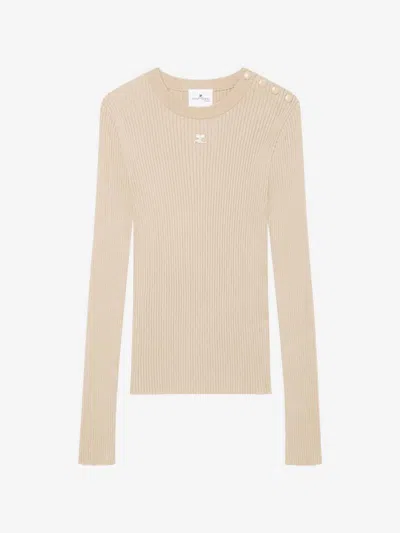 Courrèges Logo-embroidered Ribbed Jumper In Embroidered Logo On The Front
