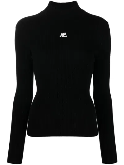 COURRÈGES COURRÈGES LOGO KNITTED TURTLE-NECK SWEATER
