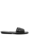 COURRÈGES COURRÈGES LOGO LEATHER FLAT SANDALS