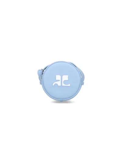 Courrèges Logo Leather Mini Crossbody Bag In Blue