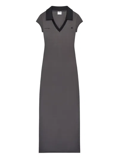 Courrèges Women Grey Black Logo Maxi Dress, M Luxury Dresses For Women Darveys In Gray