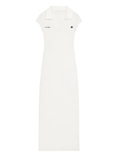 Courrèges Logo Maxi Dress In White