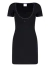 Courrèges Cotton Short Sleeves Mini Dress In Black In Black