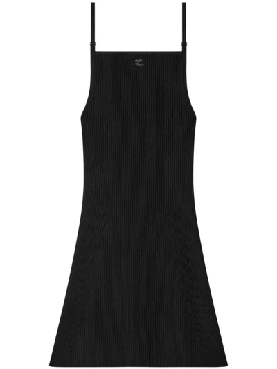 Courrèges Courregès Logo Mini Dress In Black