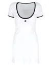 Courrèges Ribbed Cotton Mini Dress With Logo Embroidery In White