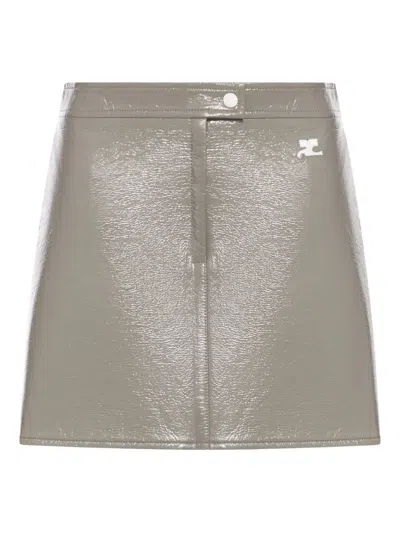 Courrèges Logo Mini Skirt In Gray