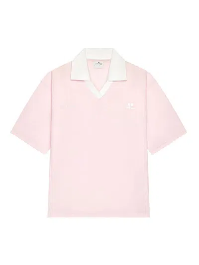 Courrèges Logo Oversize Polo Shirt In Pink