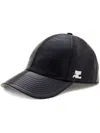 Courrèges Glossy Black Baseball Cap With Structured Silhouette In Blue