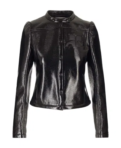 COURRÈGES COURRÈGES VINYL LOGO PATCH BIKER JACKET