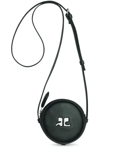 Courrèges Logo-patch Circle Leather Bag In Black