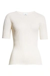 Courrèges White Ribbed Sweater In Cotton And Wool In Natural