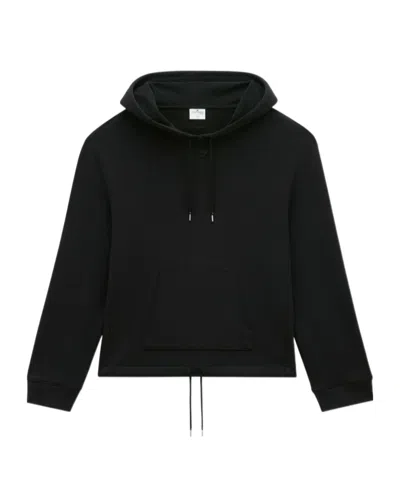 Courrèges Logo-patch Cotton Hoodie In Black