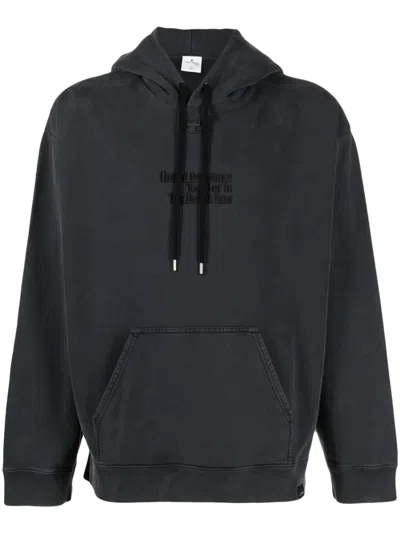 Courrèges Logo-patch Cotton Hoodie In Grey