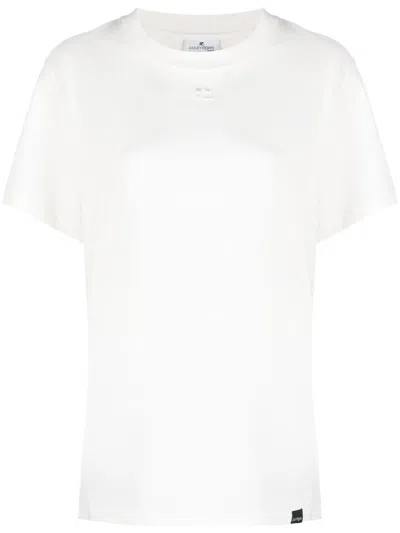 Courrèges Logo-patch Cotton T-shirt In White