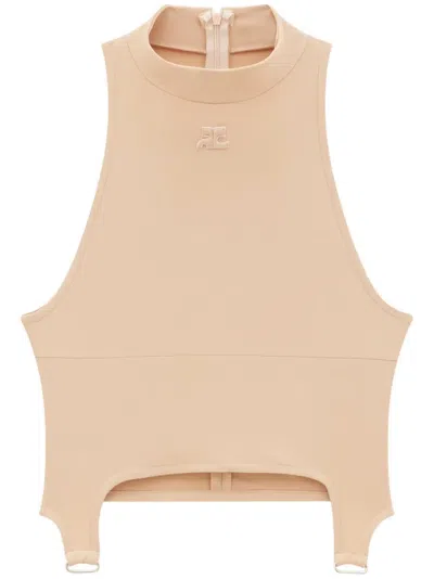 Courrèges Cropped-top Mit Logo-patch In Neutrals