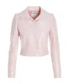 Courrèges Logo-patch Cropped Jacket In Pink