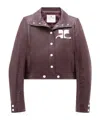 Courrèges Logo-patch Cropped Jacket In Burgundy