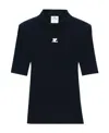 Courrèges Reedition Logo-patch Knitted Top In Blue
