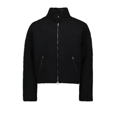 Courrèges Logo-patch Fleece Bomber Jacket In Black