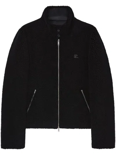 Courrèges Logo-patch Fleece Jacket In Black