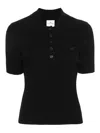 COURRÈGES LOGO-PATCH KNITTED POLO TOP