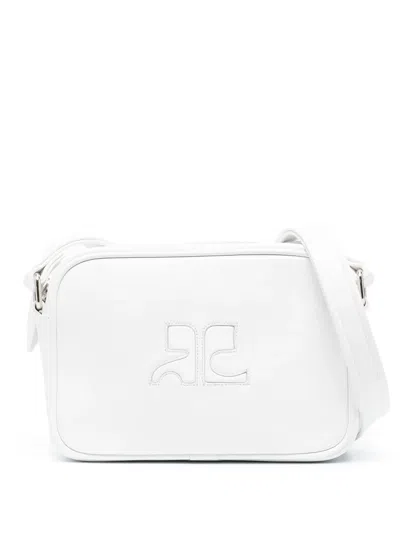 Courrèges Logo-patch Leather Camera Bag In White