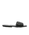 Courrèges Logo Nappa Leather Flat Sandals In Black