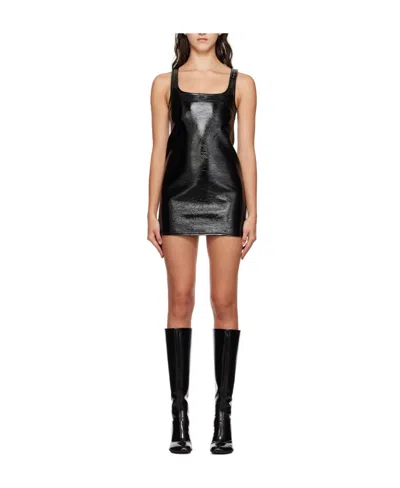Courrèges Logo-patch Mini Dress In Black