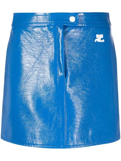 Courrèges Logo-patch Miniskirt In Blue