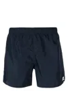 Courrèges Logo-patch Plain Swim Shorts In Blue