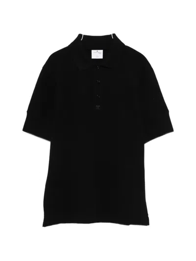 Courrèges Logo-patch Polo T-shirt In Black