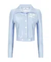 Courrèges Logo-patch Faux-leather Jacket In Blue