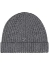 COURRÈGES AC LOGO WOOL BEANIE GREY